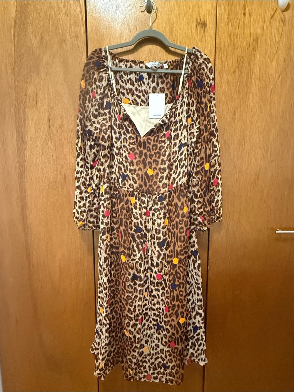 Leopard Print Dress with Colorful Dot Accents